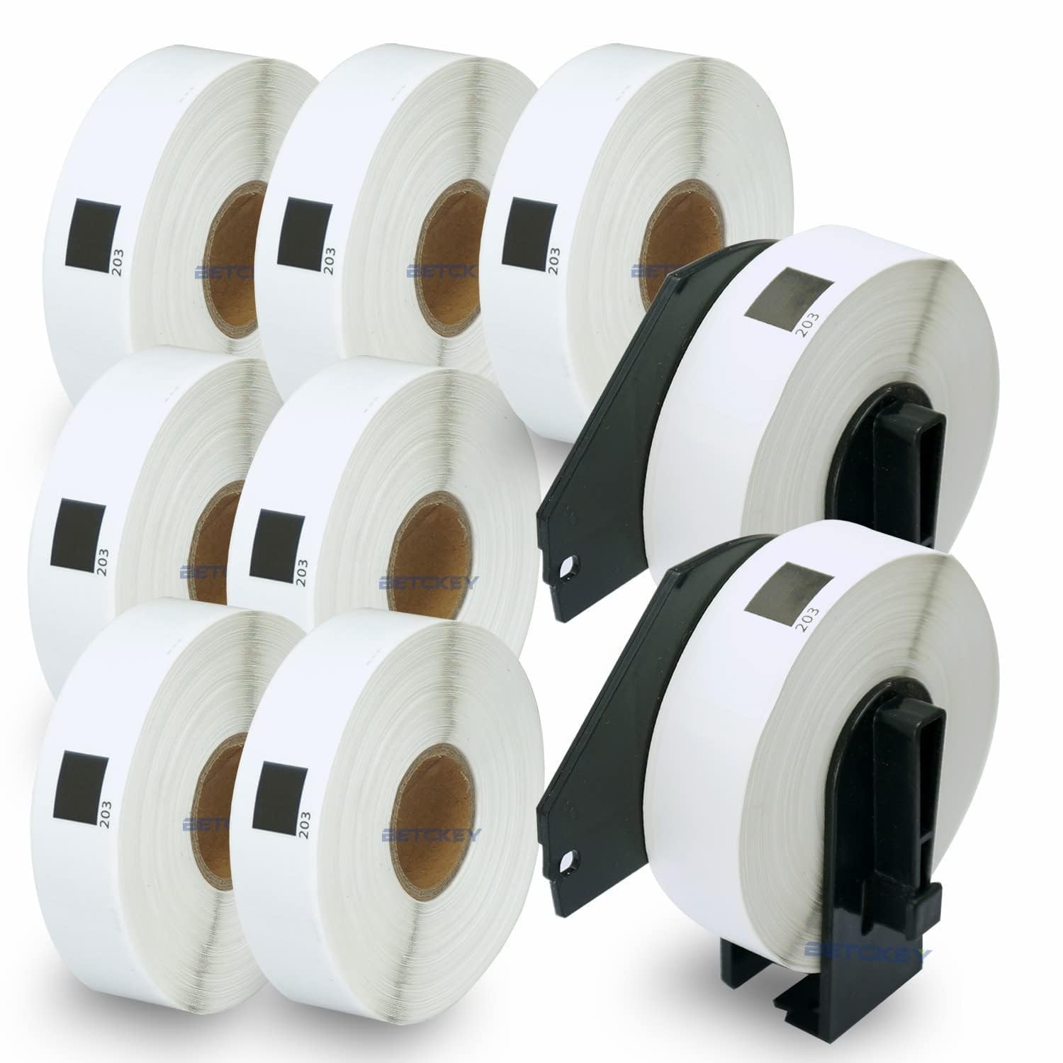 BETCKEY - 10 Rolls DK-11203 Labels with ONLY 2 Reusable Label Holders, 17mm x 87mm, 3000 File Folder Labels Using for Ql Label Printers