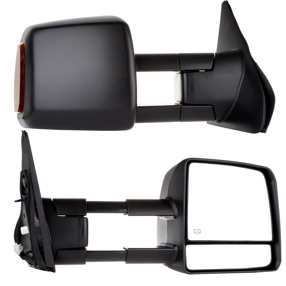 SCITOO fit Toyota Towing Mirrors Rear View Mirrors fit 2007-2016 Toyota Tundra Truck Larger Glass Power Control, Heated Turn Signal Manual Extending Folding (black)