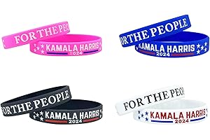 Yoyaodnopy 2024 Kamala Harris Bracelets 4 Pack - President Vote Campaign Bracelets Silicone America Election For The People Madam Tim Walz Wristbands Rubber Bracelets for Adult Teen Men Women
