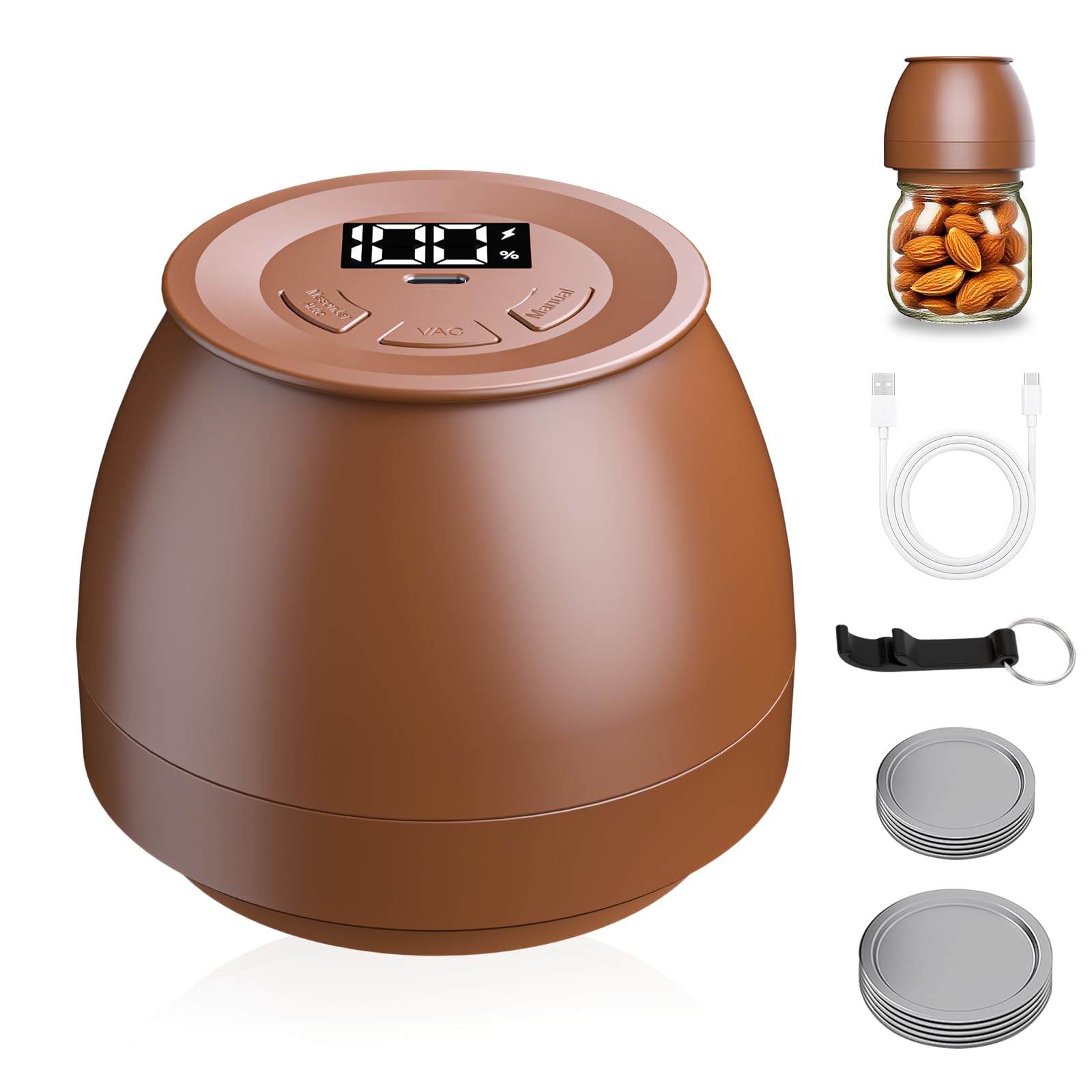 Photo 1 of Zivif Electric Mason Jar Vacuum Sealer for Wide Mouth & Regular Mouth Mason Jar, Vacuum Sealer Kit for Food Storage and Fermentation, Includes 10 Jar Lids