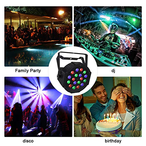 Led Stage Lighting, 18W RGB Par Lights with DMX512 and Sound Activated Uplighting for Wedding Church DJ Birthday Christmas Party Wall Wash Light - Thumbnail 5