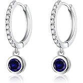 CiNily Small Dangle Hoop Earrings for Women Girls,14K White Gold Mini Huggie Hoop Earrings Hypoallergenic Diamond Drop Earrings Dainty Cute Cubic Zirconia Dangle Hoops Jewelry Gifts