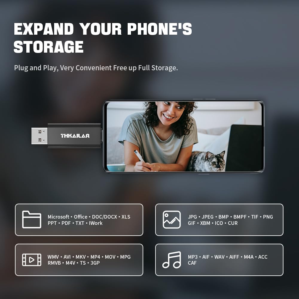 THKAILAR 1TB USB C Flash Drive Type-C&Type-A,USB 3.2 Gen 2 Portable SSD up to 1000MB/s,Thumb Drive for iPhone 15/16 Series/Mac/PC/Android,Zinc Alloy Solid State Drive for High-Speed Data Storage