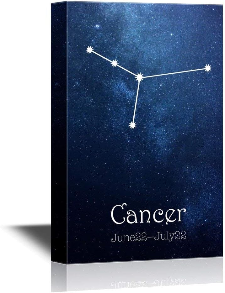 12 Zodiac Signs Constellation Canvas Wall Print Art Poster Art Painting - Cancer - Gallery Wrap Modern Home Decor | Stretched and Framed Ready to Hang - 24x36 inches