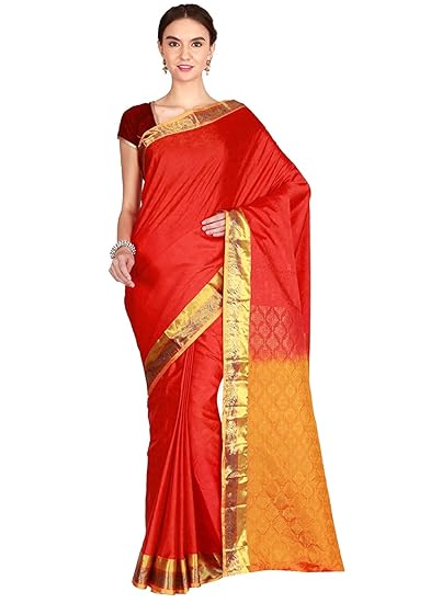 CLASSICATE From the house of Classicate From The House Of The Chennai Silks - Traditional Pure Kanjivaram Silk Saree - (Brick Red - CCOPSS7715)