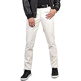 Idopy Men`s Business Slim Fit Five Pockets Faux Leather Pants Jeans