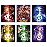 Avengers Infinity War Movie Poster Prints 8x10 - Set of Six Wall Art Photos - Black Panther - Iron Man - Captain America - Doctor Strange - Spiderman - Wong - Thor - Star Lord - Gamora -