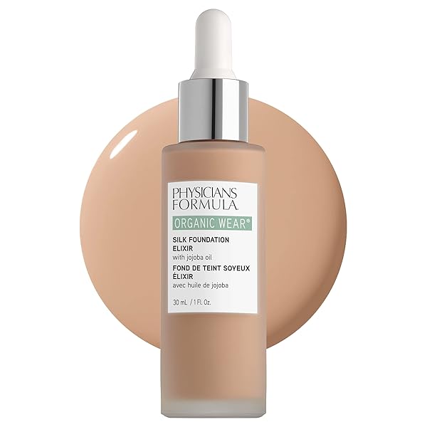PHYSICIANS FORMULA ORGANIC WEAR ALL NATURAL LIQUID FOUNDATION ELIXIR LIGHT, FULL COVERAGE | DERMATOLOGIST TESTED, CLINICIALLY TESTED