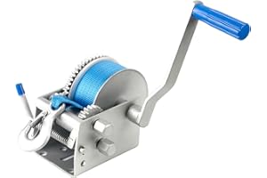 Heavy Duty Boat Winch, 4500 lbs Capacity, All Steel Construction with 2 Inch x 32 Feet Nylon Strap, Manual Hand Crank for Mar