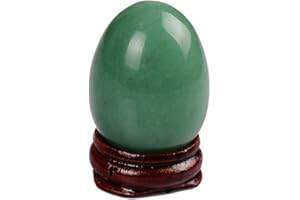YWG STONE Green Aventurine 40 * 30mm Eggs with Wood Stand Stone Carved Natural Gemstone Bell Chakra Healing Crystal Reiki Crafts