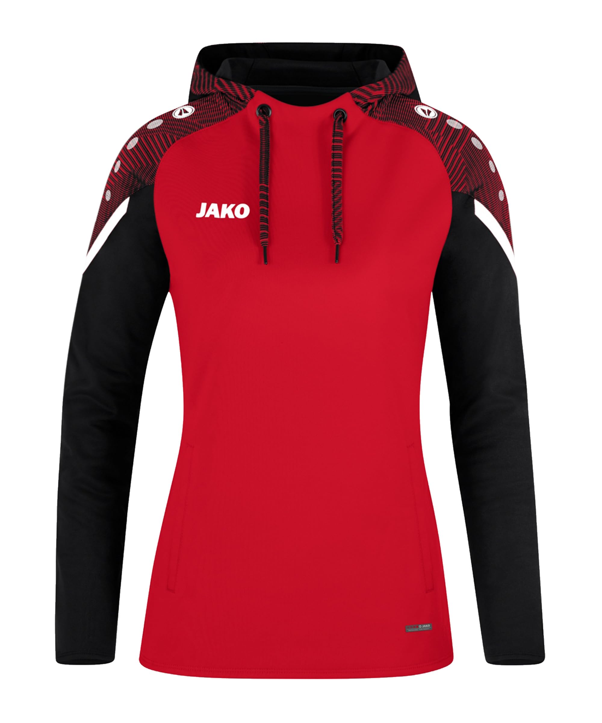 JAKO Women's Performance Hooded Sweatshirt, Red/Black, 40