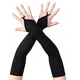 Islis Stretchy Spandex Fingerless Gloves - Elegant Elbow-Length Vintage Gloves for Gatsby, Opera, Prom, Pageants, Halloween