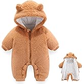 AiWMGL Newborn Baby Bear Outfit Suit Girls Boys Fleece Jumpsuit Romper Hooded Winter Snowsuit Clothes