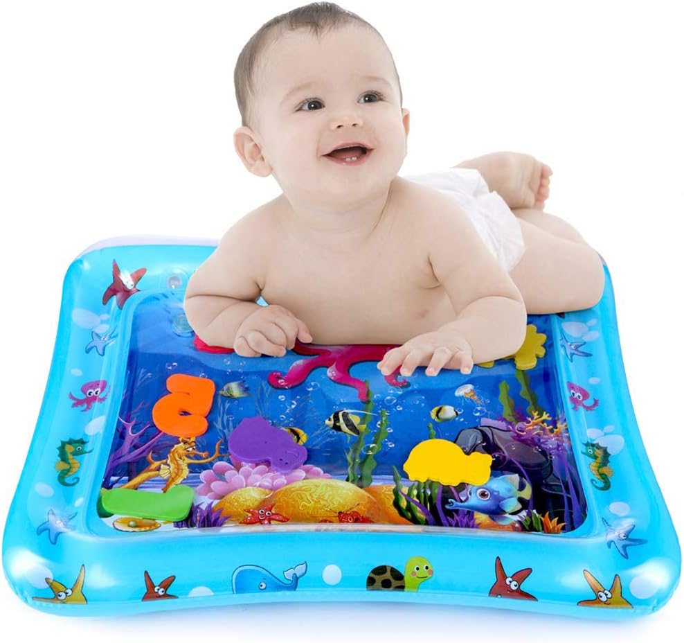 bromrefulgenc Inflatable Water Mat for Baby,Tummy Water Padded Mat Aquarium Activity Center Cushion Toy Shark, Whale, Octopus Ice Mat for Summer Shark