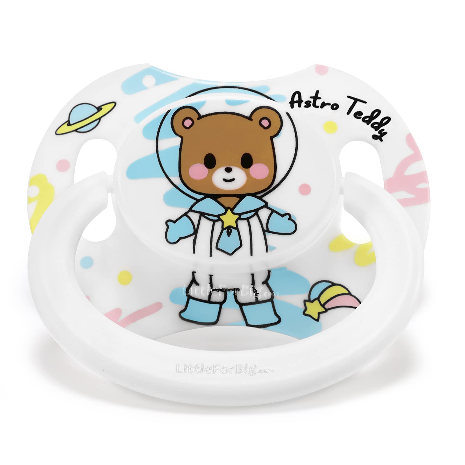 LittleForBig Bigshield Generation-II Adult Sized Pacifier Astro Babies White Teddy Pattern