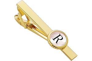 Tie Clips for Men Golden, TAIGRAMA Tie Clip 2.2 Inch Tie Bar and Tie Pin for Skinny Ties and Regular Ties, Initial Mens Tie Clip Tie Clasp Unique Personalized for Wedding Anniversary Business