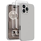 FireNova Designed for iPhone 16 Pro Case, Silicone Upgraded [Camera Protection] Phone Case with [2 Screen Protectors], Soft Anti-Scratch Microfiber Lining Inside, 2024, Natural Titanium
