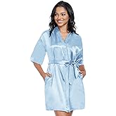 Polar Rabbit Women&rsquo;s Short Satin Robes Lightweight Silky V-Neck Sleepwear Wedding Bridal Party Bride Bridesmaid Bathrobes