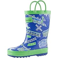 OAKI Kids Waterproof Rubber Rain Boots with Easy-On Handles