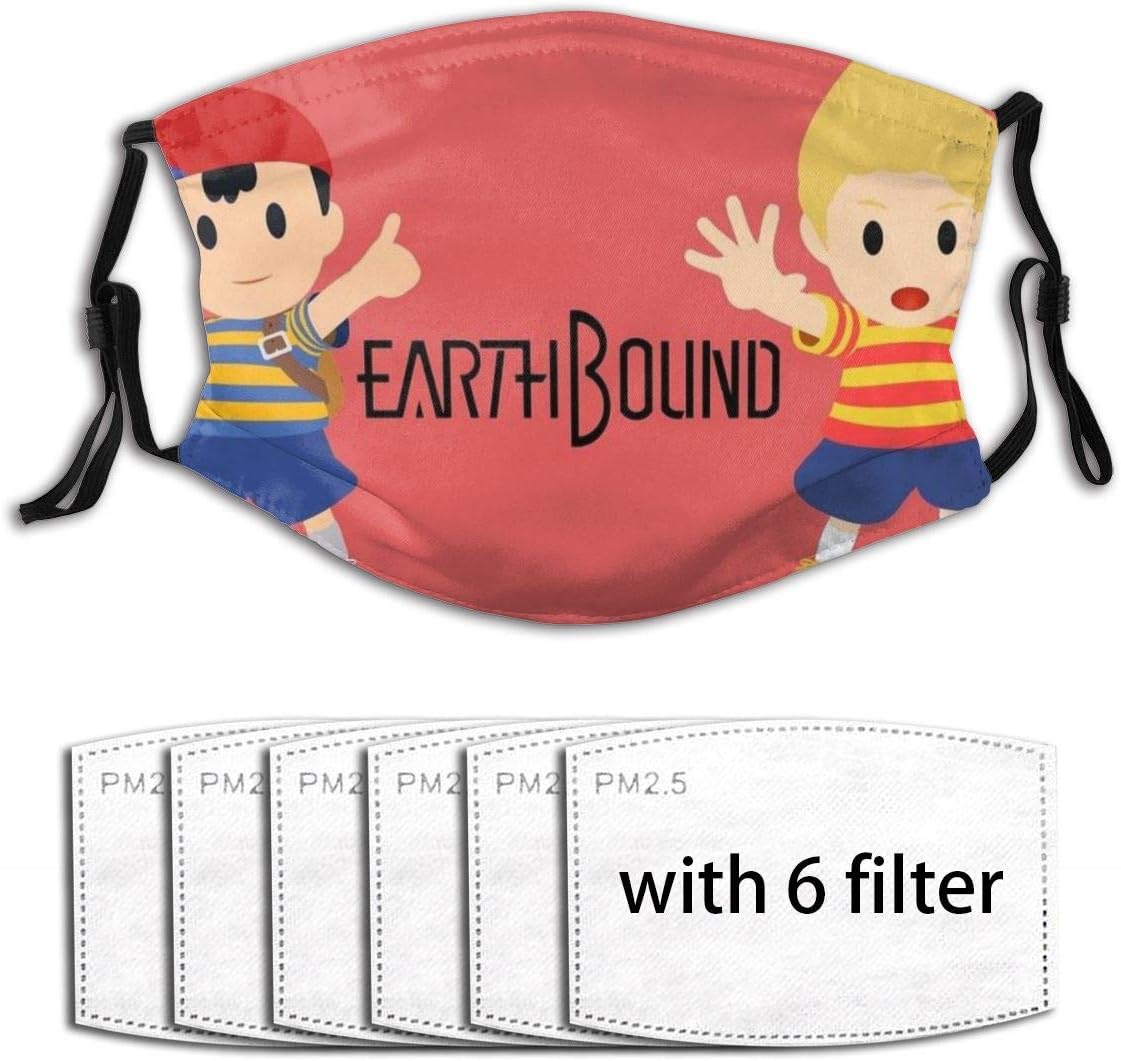 Amazon Com Ydajere Earthbound Ness And Lucas Earloop Adjustable Face Mouth Anti Pollution Washable With 6 Filters Home Kitchen