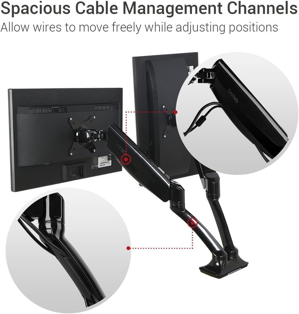 Bramley PowerLCD LED Monitor Desk Mount Arm Stand Bracket. Very Strong and Light Weight Die-Cast Aluminium supports up to 6.5Kg 27" monitor with Tilt and Swivel (Dual Monitor Spring Adjustable)" - Image 4