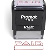 Promot Paid Self Inking Rubber Stamp - Refillable Office Stamp - Red Ink | Bold High-Visibility Imprint, Crisp &amp; Consistent Impressions, Fast One-Hand Operation, Refillable Ink System, Clear Stampings