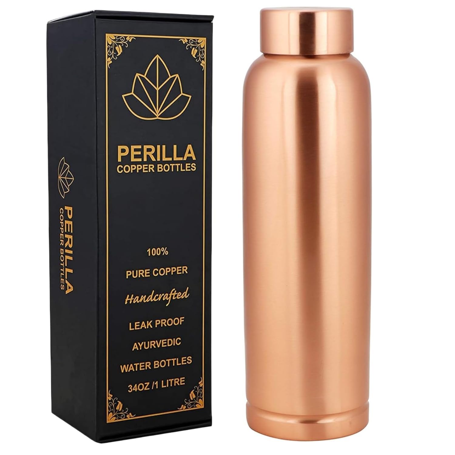Perilla Home Copper Water Bottle Milton Leak Proof 100% Pure Copper Vessel Drink More Water And Enjoy The Health Benefits Immediately/Yoga Bottle — image 1