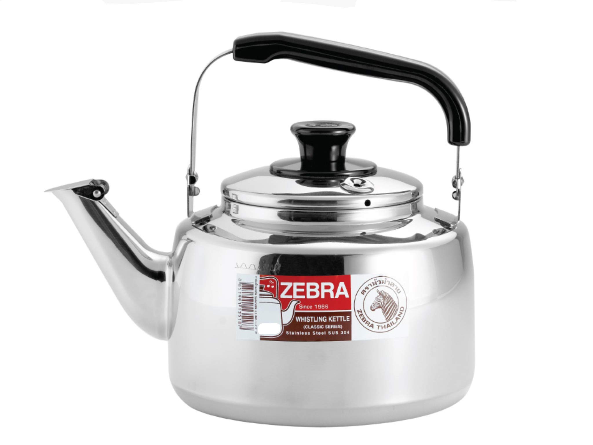 Photo 1 of 0.8 Litre Zebra Polished Mirror Finish Stainless Steel Canister Stovetop Teakettle, Made in Thailand