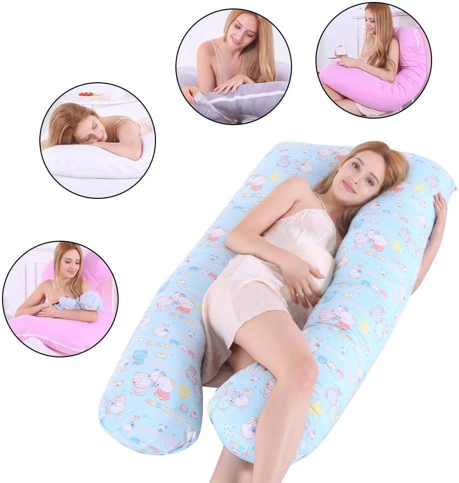 yoxue Pregnant women pillow pillow body cotton pillowcase U-type pregnant women pillow pregnant women side bed set pillowcase