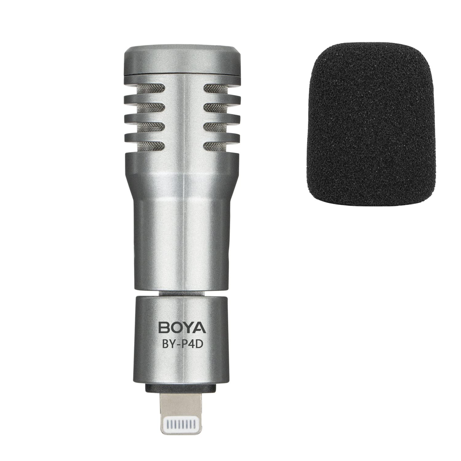 Photo 1 of BOYA BY-P4D iPhone Microphone iOS Mini Phone Mic with Lightning Port for iPhone/iPad/iPod Foldable External Microphone with Wind Foam for YouTube,Vlogging,Live Stream,Video Record