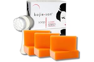 Kojie San Skin Brightening Brush Set - Original Kojic Acid Soap That Helps Reduces Dark Spots & Other Types of Skin Damage – 65g x 6 Bars and Relumins Deep Pore Facial Cleansing Brush