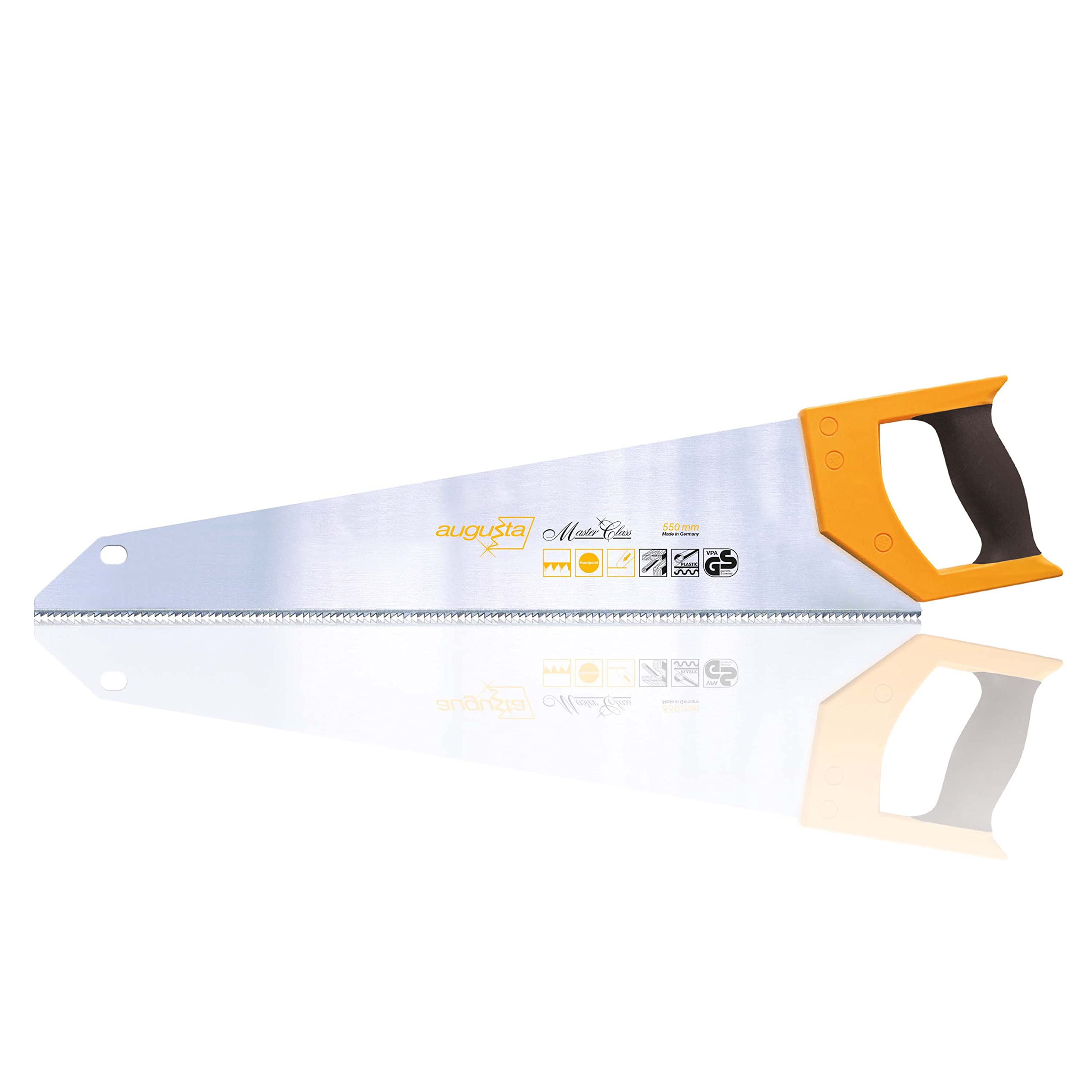 Augusta-Heckenrose Fox Saw 550 mm - Special Hand Saw with 2-Component Soft Grip - for Working with worktops, chipboard, Construction Timber and PVC - Powerful Push Teeth for Fast cuts