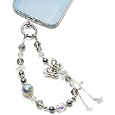 WOZEAH Phone Charm for Women, Beaded Wrist Strap Lanyard with Tether Tab – Anti-Theft Hands-Free Detachable Phone Chain Wristlet