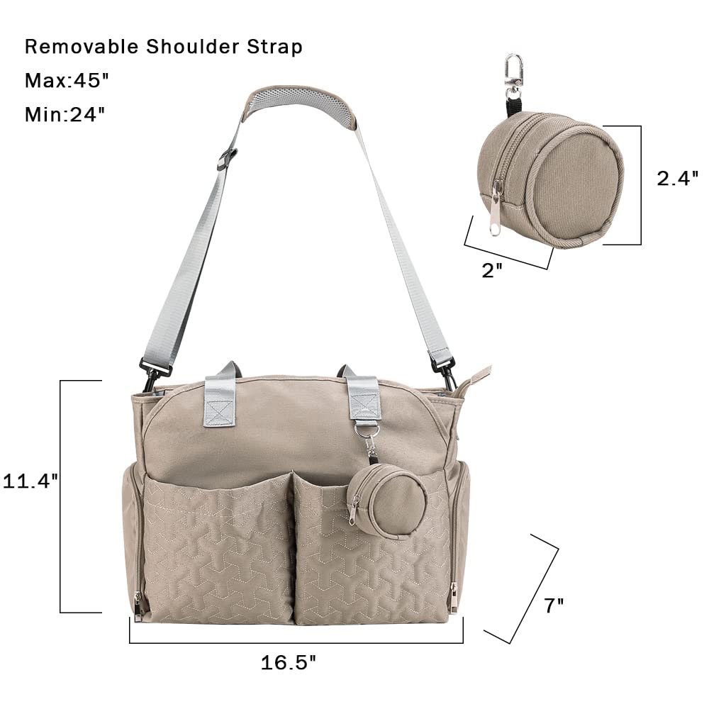 Breast Pump Bag - Baby Diaper Tote Bag with Laptop Sleeve Fit 15 Inch Laptop and Insulation Pocket, Fit Most Breast Pumps Like Medela, Spectra S1,S2 Avent（Brown）