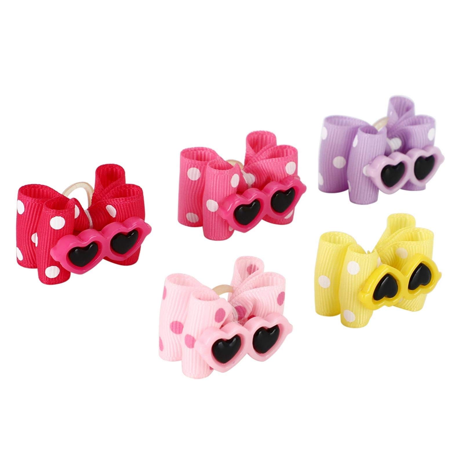KUIDAMOS 25pcs Dog Hair Bows with Elastic Rubber Bands,Cute Glasses Bowknot Hair Grooming Accessories Doggy Kitten Attachment Grooming Accessories