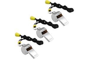 WONAPAD Whistle, 3 Pack Stainless Steel Sports Whistles with Lanyard, Loud Crisp Sound Whistles Great for Coaches, Referees, Teachers and Polices