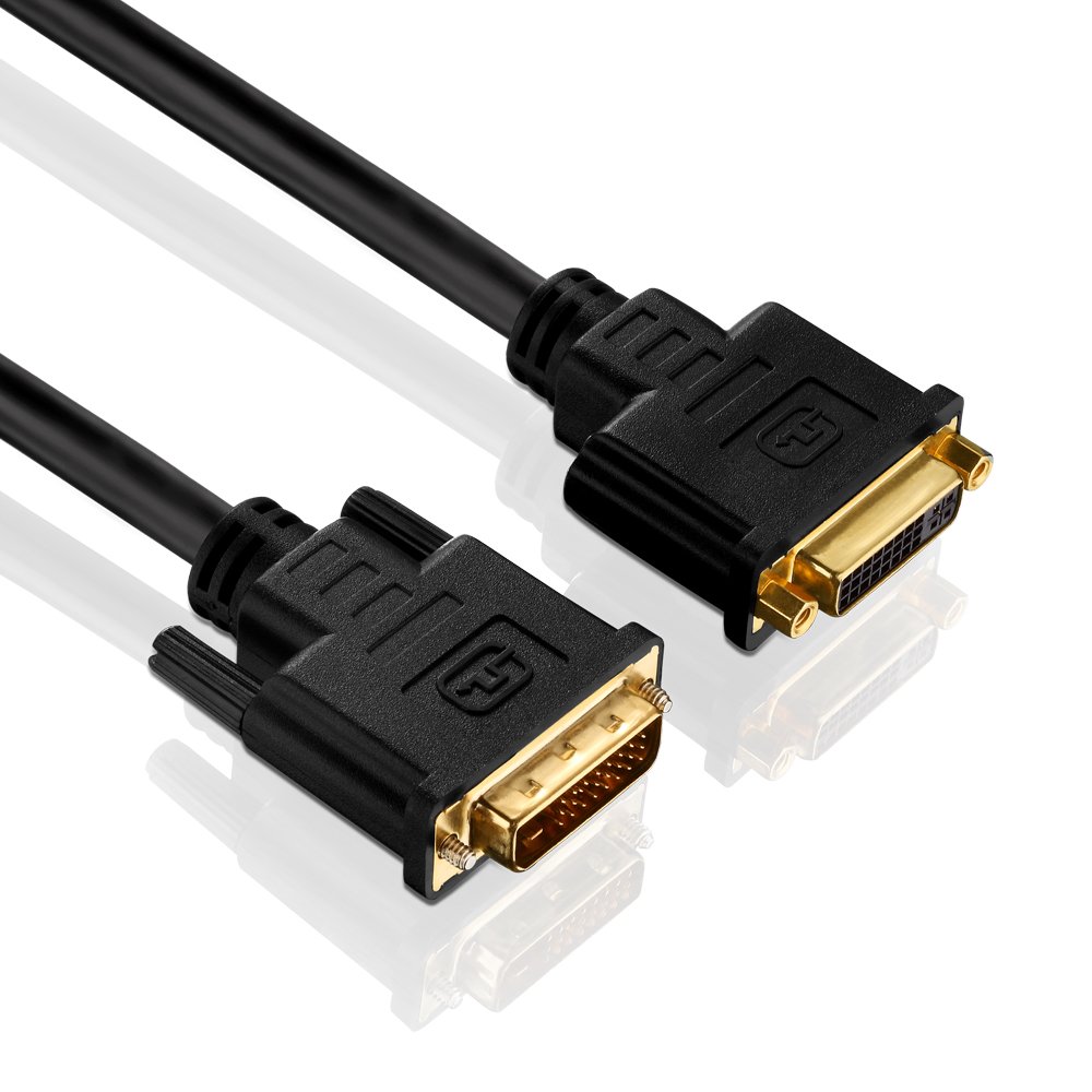 PureLink PureInstall Series DVI Extension Cable Single Link 24 Carat Gold-Plated Precision Plug Contacts 1600 x 1200 / 1920 x 1200 DVI-D female to DVI-D 18+1-Pin male. High-purity OFC copper conductor. Triple-shielded. 100 % tested for use in professional AV environments.