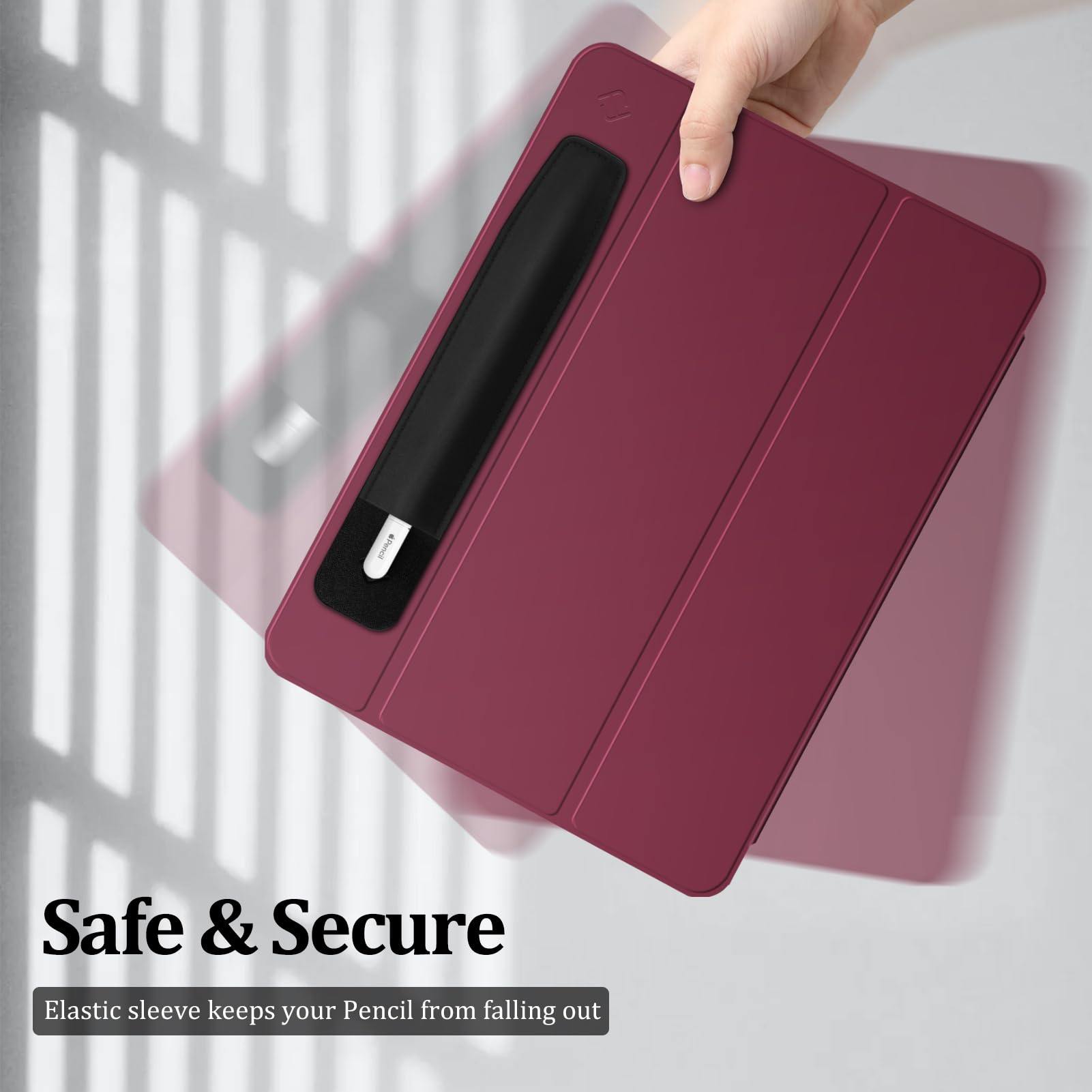 Fintie Pen Sticker Compatible with Apple Pencil Pro, Apple Pencil (USB-C / 1st / 2nd Generation), Elastic Stylus Pocket, Adhesive Leather Pen Pouch Sleeve, Black