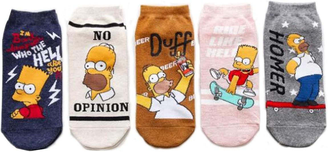5Pairs Simpson Socks Family Novelty Cute Couple Socks Fun Happy Socks Men Women Cartoon Funny