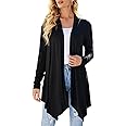 Women's Draped Front Open Cardigan Casual Long Sleeve Lightweight Cardigan Sweaters Duster