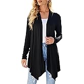 Uvog Women's Draped Front Open Cardigan Casual Long Sleeve Lightweight Cardigans Sweaters Duster