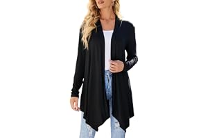Women's Draped Front Open Cardigan Casual Long Sleeve Lightweight Cardigan Sweaters Duster