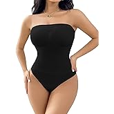 SheBuddy Women's Strapless Shapewear Bodysuit Tummy Control Seamless Sculpted Body Shaper with Removable Straps