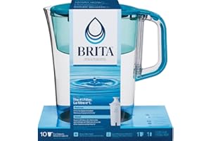 Brita Tahoe Large 10 Cup Water Filter Pitcher with Smart Light Filter Reminder and 1 Standard Filter- Transparent Teal
