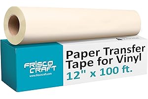 Frisco Craft 12" x 100ft Roll of Paper Transfer Tape for Vinyl, Premium-Grade Vinyl with Lay Flat Easy-Apply Adhesive - Crafts, Decals, and Letters