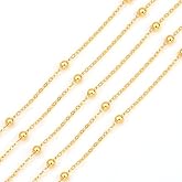 BEADIA 18K Gold Plated O Chains 1.6mm with 3.5mm Beads 2 Meters for Jewelry Making Findings