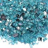 onlyfire Fire Glass for Natural or Propane Fire Pit, Fireplace, or Gas Log Sets, 10-Pound, 1/4-Inch, Reflective Caribbean Blue