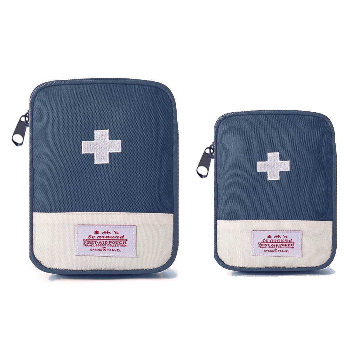 SamHeng Travel Mini First Aid Pouch, 2 Pack Portable Mini First Aid Kit Storage Bag for Medicine Boxes, Reusable Medical Kits Empty Rescue Bag for Sports Camping Hiking Outdoor Activities Emergency