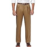 Haggar Men's Premium No Iron Khaki Classic Fit Pleat Front Pant (Regular and Big & Tall Sizes)