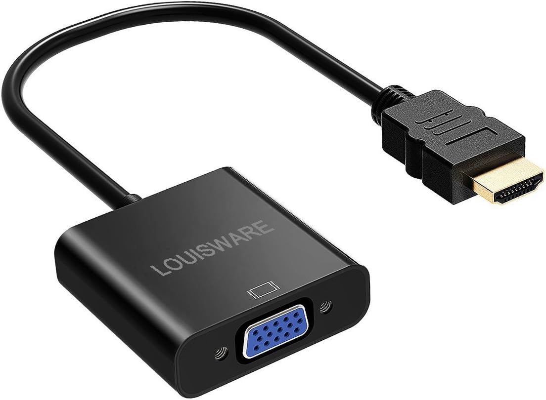 LOUISWARE HDMI to VGA,1080P HDMI Male to VGA Female Video Converter Adapter With 3.5mm Audio Micro USB Power Cable For PC Laptop HDTV Projectors and other HDMI input devices